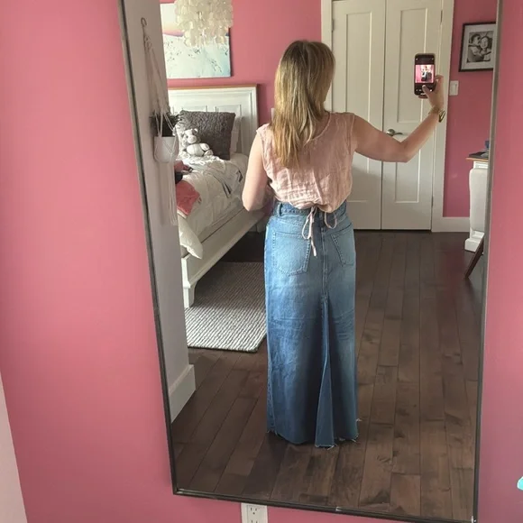 Reformation BRAND NEW NEVER WORN! Jean Skirt, full length, high waisted. - Picture 7 of 9